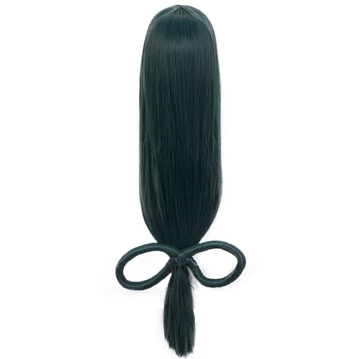 Hair Cap+Anime Cosplay Wig Dark Green Long Straight Synthetic Hair With Bow Wigs, Long Green Wig For Anime Cosplay Women, Colored Wigs Pelucas De Colores For Halloween Costume Party