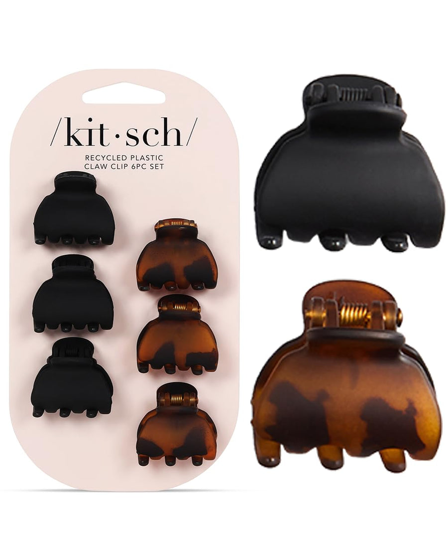 Kitsch Recyled Plastic X-Small Claw Clip 6pc Set, Hair Clip, Accessories