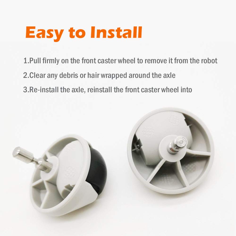 2-Pack Replacement Parts Front Wheel/Caster for Roborock S4 S5 S6 S7 E4 E20 E25 E35 Vacuum