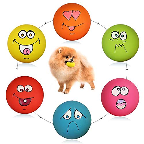Smile Face Dog Squeaky Toys Soft Latex Squeak Balls for Puppy Small Pet Dogs 6 Pcs/Set