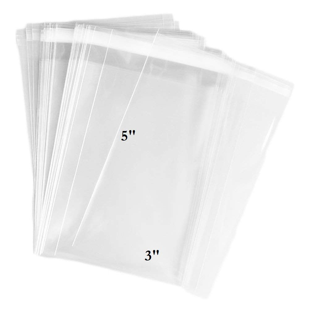 200 Pcs 3x5 Clear Resealable Reusable Cellophane/Cello Cookie, Candy, Favor Bags