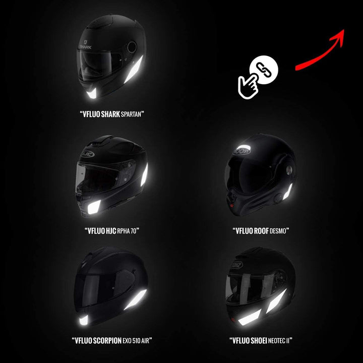 - Kit 4 Retro Reflective Stripes Stickers for Motorcycle Helmet - Retro Reflective Stickers Technology 3M - High Visibility - Discreet and Design - Maximum Grip
