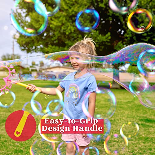 Big Bubble Wands Set with with Tray, 21 Giant Bubble Wands Bulk for Kids, Summer, Outdoor Play Period & Birthday Party & Games, 6 Pcs Bubble Solution Suitable, Suitable for All Age People