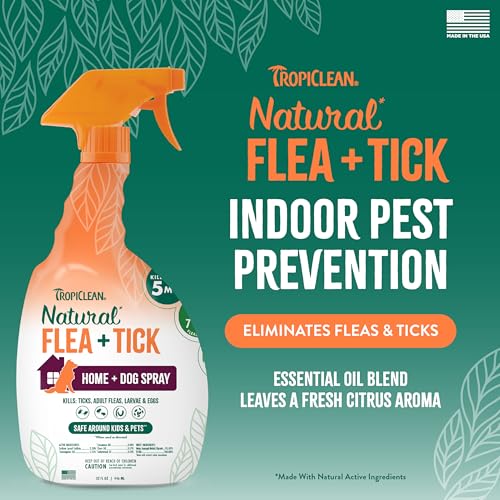 Max Strength Flea and Tick Treatment Spray for Home, Safe Prevention Around Kids, Powerful & Natural Defense, Made in USA, 32oz