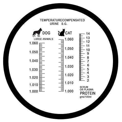 Portable Clinical Refractometer with ATC for Urine Specific Gravity RI Measurement of Pet Dog Cat 1.000-1.060RI and Blood Serum Protein 2-14g/dl, Free Pipettes