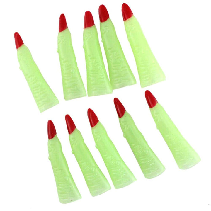 20Pcs Witch Fingers Nail Set Glow in the Dark Witch Fake Fingers Nail Trick Props for Halloween Costume Props Cosplay Party Costume Accessories