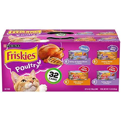 Purina Gravy Wet Cat Food Variety Pack, Poultry Shreds, Meaty Bits and Prime Filets - (Pack of 32) 5.5 oz. Cans