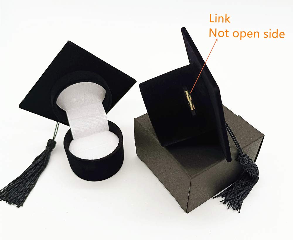 2sets Graduation Cap Shaped Creative Badge Storage Ring Earring Box Organizer Case Graduation Gifts for Celebration Graduation Ring Box