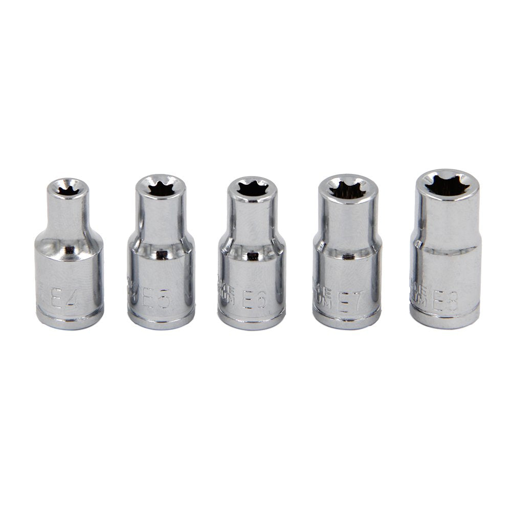 5Pcs E Torx Star Female Bit Socket Set 1/4 Drive E4 -E8