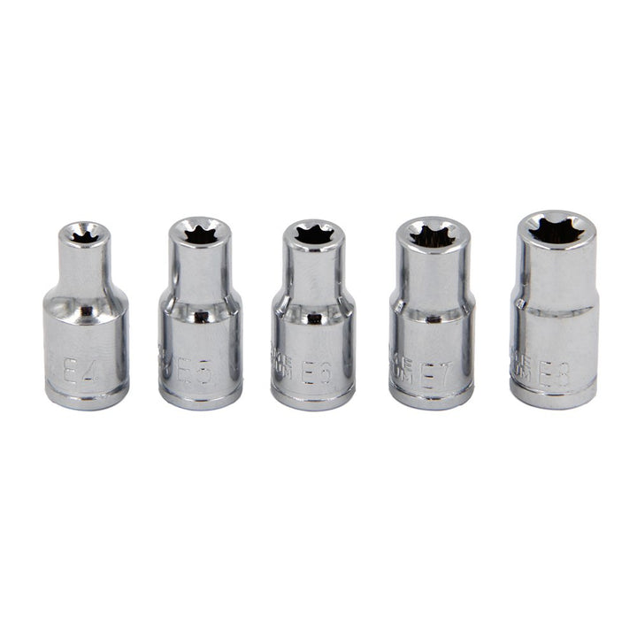 5Pcs E Torx Star Female Bit Socket Set 1/4 Drive E4 -E8