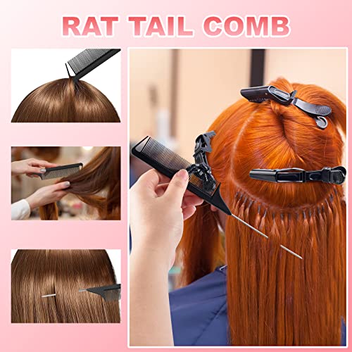 Heat Gloves for Hair Styling, 2Pcs Professional Heat Resistant Gloves Silicone Heat Mat 6pcs Hair Clips and 2pcs Styling Comb for Curling Iron Wands Flat Iron