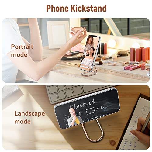 Phone Ring Holder Grip-with Car Magnetic Phone Mount Metal Phone Ring Finger Kickstand Cell Phone Grip Compatible with iPhone iPad Smartphones Tablets (Rosegold)