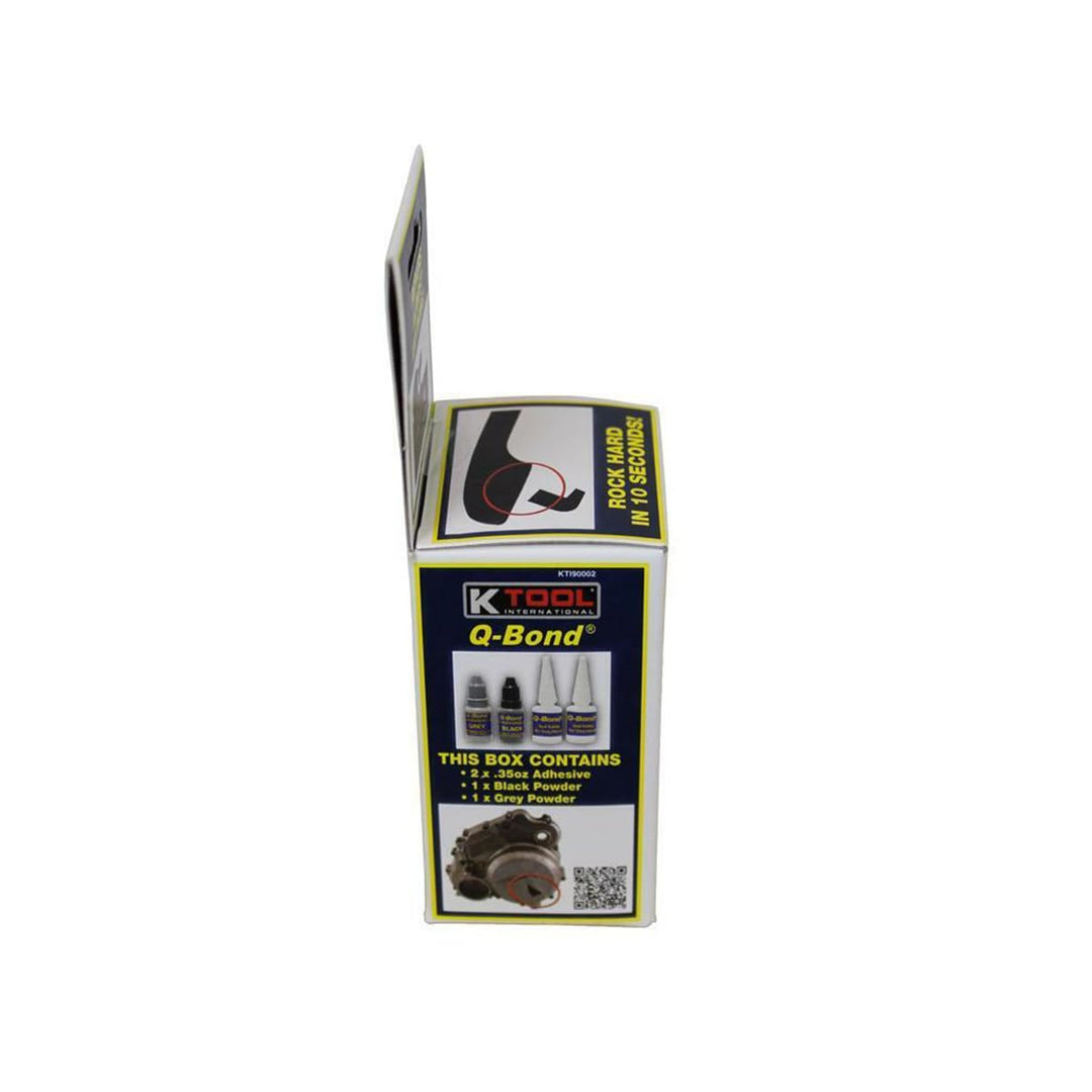 90002 Q Bond Ultra Strong Adhesive Kit for Garages, Repair Shops and, DIY, Repairs Hard Plastics/PVC/Metals, (2) Adhesive Bottles, (1) Plastic and (1) Metal Reinforcing Powders