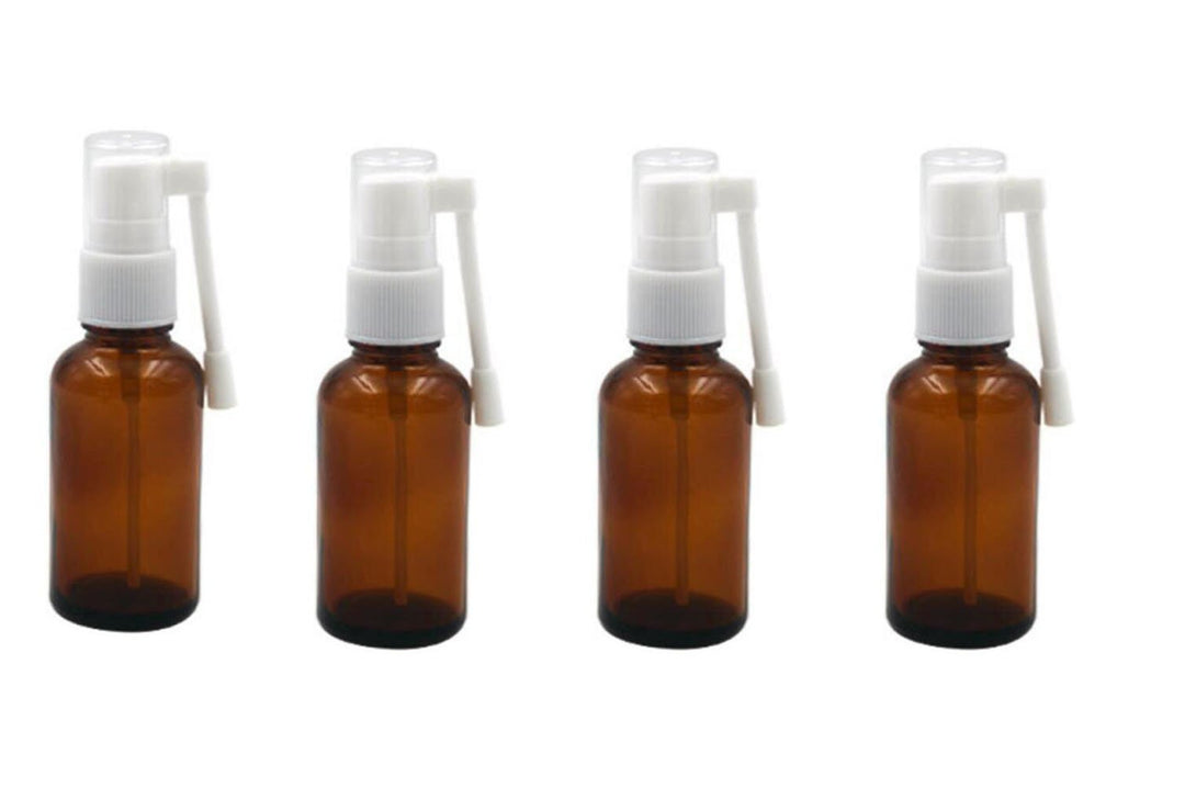 4PCS 10ML 0.34oz Brown Glass Empty Quality Standard 360 Degree Rotation Spray Bottles Atomizer Nasal Sprayer Container For Saline Water Medical Cleaning Wash​​ Dispensing​ Perfum