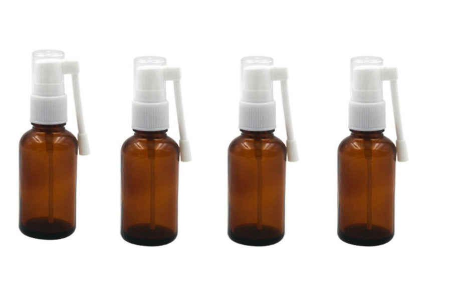 4PCS 10ML 0.34oz Brown Glass Empty Quality Standard 360 Degree Rotation Spray Bottles Atomizer Nasal Sprayer Container For Saline Water Medical Cleaning Wash​​ Dispensing​ Perfum