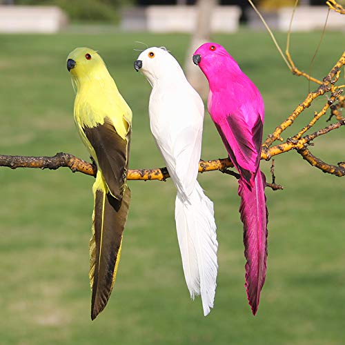 7.8 Yellow Artificial Parrot Foam Feathered Parrot Clip on Bird for Shoulder Prop Pirate Costume Decoration Christmas Tree Ornament Modern Home Garden Decor