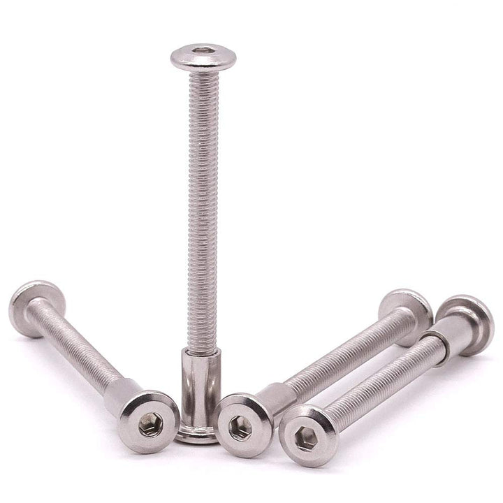 M6 x 50mm Furniture Screws Barrel Nuts Kit, 304 Stainless Steel 18-8, Binging Screws Posts for Beds Furnitures Leather Belt Screws, Allen Hex Drive, Full Thread UNC, 15 Sets
