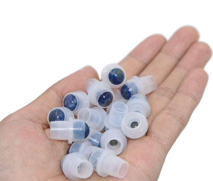 10 Pack Natural Crystal Stones Roller Balls For Essential Oils,Use of Standard 5ml 10ml Replacement Roller Balls,Essential Oil Roller Bottles Polished Gemstone With Plastic Insert,Lapis Lazuli