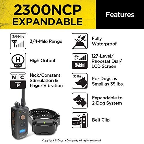 2300NCP Professional Grade High-Output 3/4-Mile 2-Dog Expandable Remote Training E-Collar