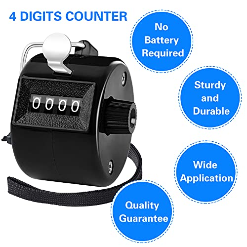 2 Pack Hand Tally Counter 4 Digital Click Counter for Sport Row School Event (Black White)
