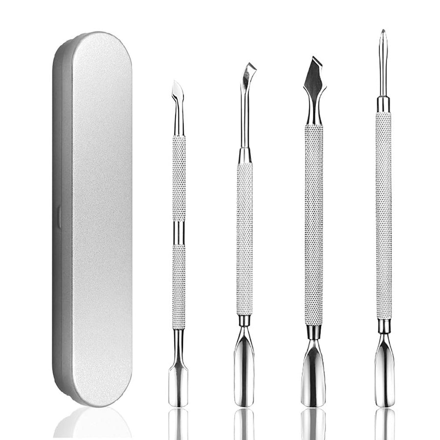 Nail Polish Remover Tool Manicure Cuticle Pusher Stainless Steel Kit (4 Pieces)