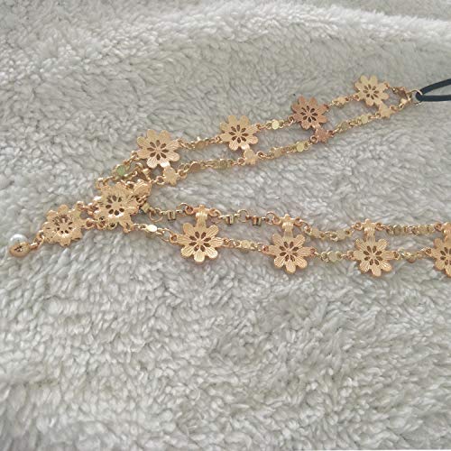 Boho Lace Hollow Out Flower with Freshwater Pearl Pendant Boho Vintage Multi Layer Hand of Fatima Pendant Head Chain Headband Head piece Hair Vine Hoop For Prom Banquet Feast