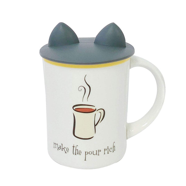 ® Animal Ears Silicon Cup Lids, Anti-Dust Airtight Mug Covers for Hot and Cold Beverages (Set of 6)