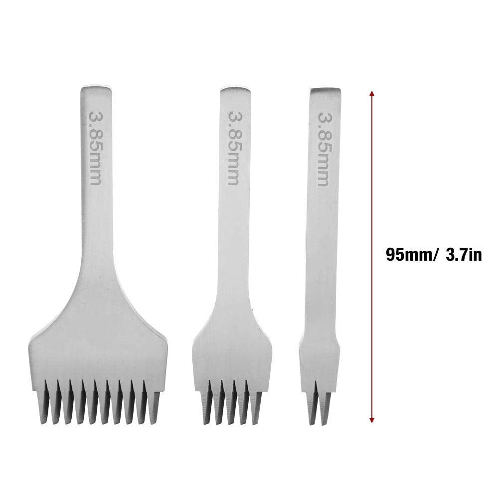 Punch Prong Tool, Professional Leather Craft 2/5/10 Prong French Angled Chisel Leather Craft Tools Hole Punches Lacing Stitching Perforate(3.85mm)