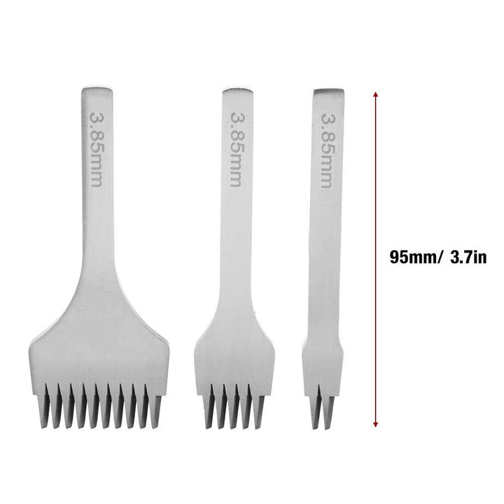 Punch Prong Tool, Professional Leather Craft 2/5/10 Prong French Angled Chisel Leather Craft Tools Hole Punches Lacing Stitching Perforate(3.85mm)