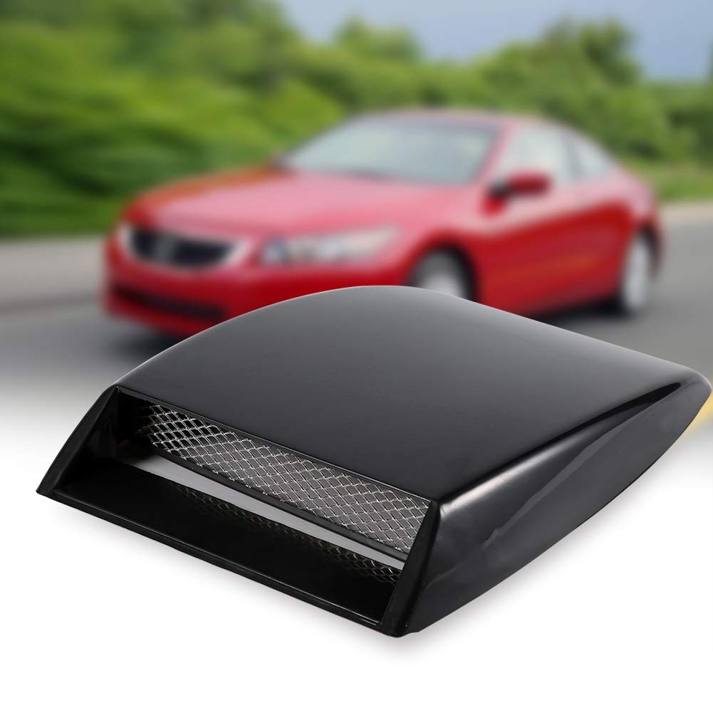 Universal Car Decorative Air Flow Intake Turbo Bonnet Vent Grille Scoop Cover Sticker Hood (Black)