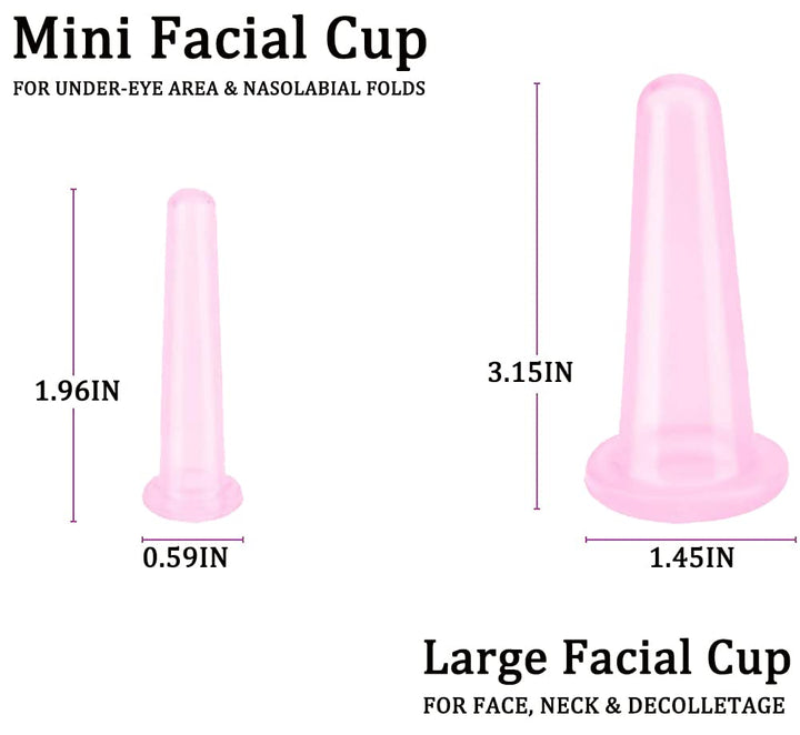 4Pcs/ Set (2 Large &2 Small) Natural Silicone Massage Cup, Suitable for Body, Face, Neck, Back, Eye Massage, Vacuum Tank, Perfect for Body and Facial Care, Anti-aging Beauty Tool (Pink)