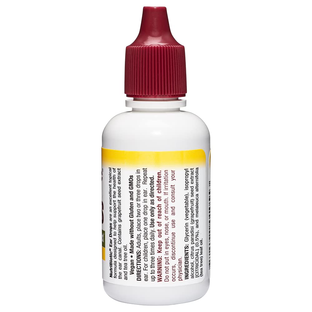 – Ear Drops, 1 Fl Oz | Gentle & Soothing Ear Support with Grapefruit Seed Extract & Tea Tree Oil | Vegan | Non-Medicated | Made without GMOs & Gluten