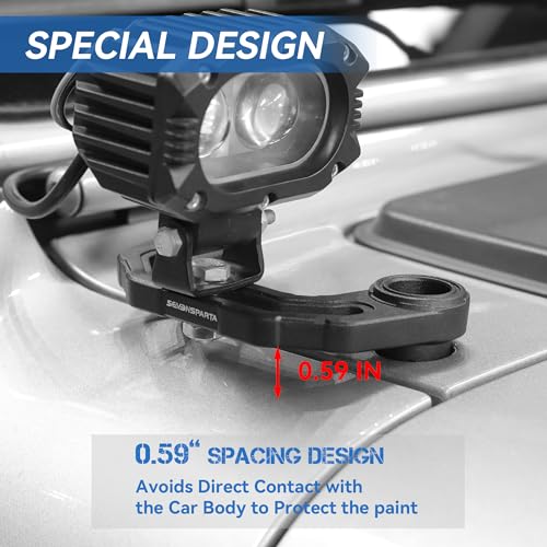 Seven Sparta 1 Pair Light Mounting Brackets for 2018-2023 Jeep Wrangler JL/JLU 2020 2021 2022 2023 Gladiator JT A-Pillar Windshield Light Mount Easy to Install