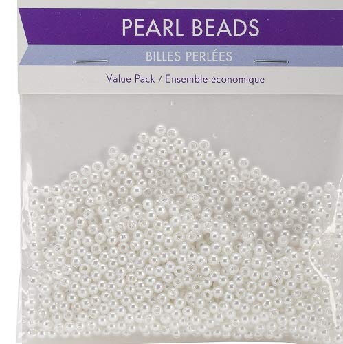 Craft Medley 850 Piece Acrylic Pearl Beads, 3mm, Sleek White