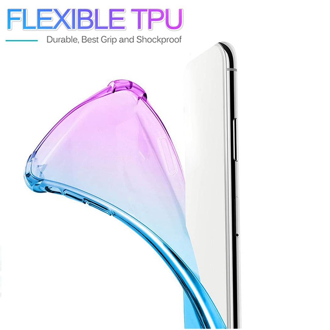 for Galaxy S22 Ultra Case,Samsung S22 Ultra Case, Cute Clear Gradient Slim Shockproof Soft Flexible TPU Back Phone Protective Cover for Samsung Galaxy S22 Ultra 5G (Purple/Blue)