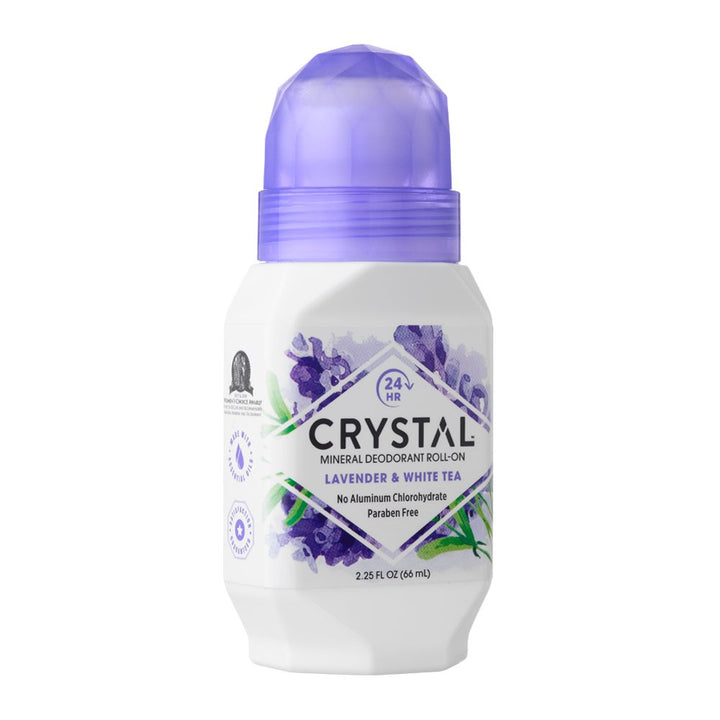CRYSTAL essence Mineral Deodorant Roll-On - Lavender and White Tea (2.25 fl oz) - 12 Pack