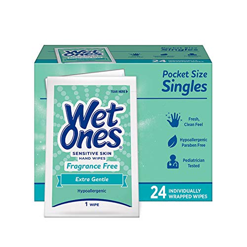 Singles Sensitive Skin Individually Wrapped Hand Moist Wipes, 24 Count (Pack of 1)