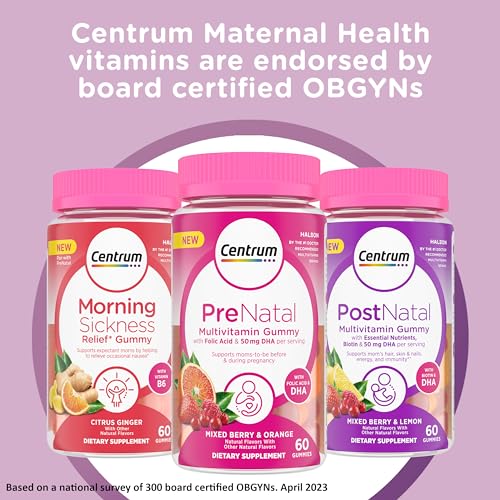 Prenatal Multivitamin Gummies with DHA and Folic Acid, Mixed Berry and Orange Flavors - 60 Count, 30 Day Supply