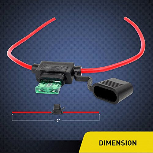 10 Pack NI-FH01 Inline Holder 14AWG Wiring Harness ATC/ATO 30AMP Blade Automotive Fuse Holder-10, 2 Years Warranty