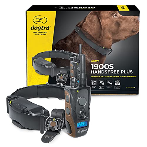1900S HANDSFREE Plus Remote Dog Training E-Collar with Expandable HANDSFREE Square for Discreet Control Ergonomic Rechargeable 3/4-Mile Range Waterproof High-Output