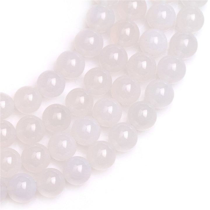 White Agate Beads Round 8mm Natural Gemstone Loose Beads for Jewelry Making (46-48pcs/strand)