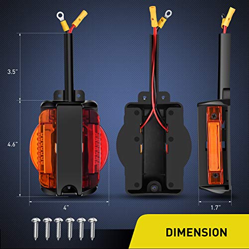 2PCS LED Trailer Fender Lights Pre Wired Trailer Clearance Marker Lights Amber Front Red Rear for Trailer Trucks