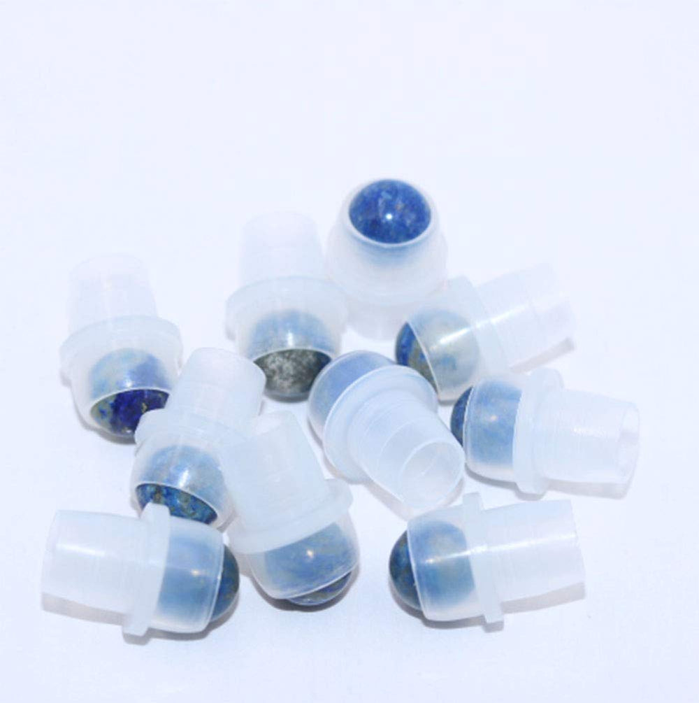 10 Pack Natural Crystal Stones Roller Balls For Essential Oils,Use of Standard 5ml 10ml Replacement Roller Balls,Essential Oil Roller Bottles Polished Gemstone With Plastic Insert,Lapis Lazuli