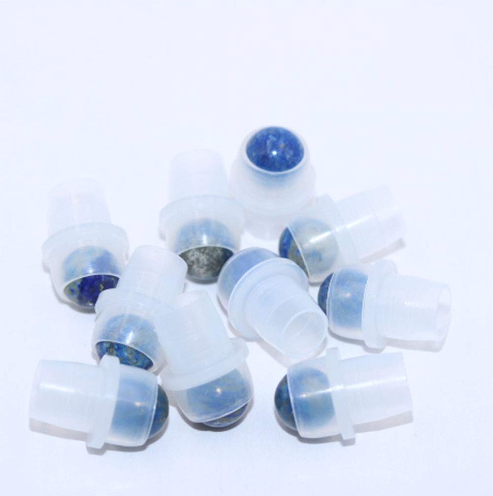 10 Pack Natural Crystal Stones Roller Balls For Essential Oils,Use of Standard 5ml 10ml Replacement Roller Balls,Essential Oil Roller Bottles Polished Gemstone With Plastic Insert,Lapis Lazuli