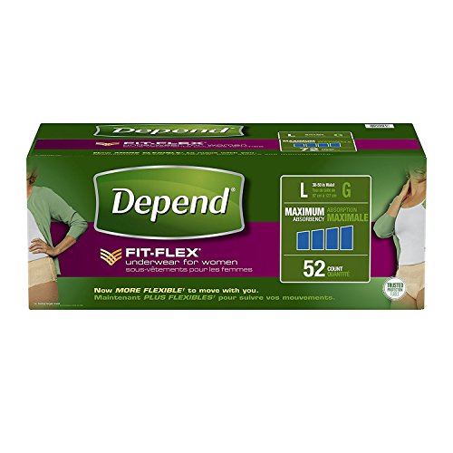 FIT-FLEX Incontinence Underwear for Women, Disposable, Maximum Absorbency, Large, Blush, 52 Count (2 Packs of 26) (Packaging May Vary)