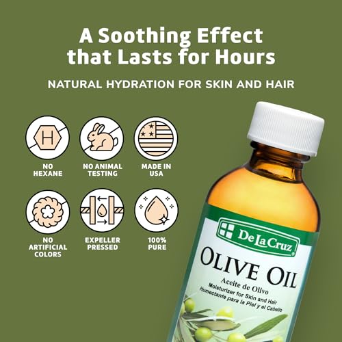 Pure Olive Oil - Natural Expeller Pressed Olive Oil for Hair and Skin - Lightweight Body Oil for Dry Skin 2 Fl Oz (1 Bottle)