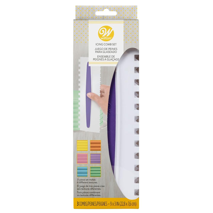 Comb Icing Smoother Set-3 Piece, White/Purple