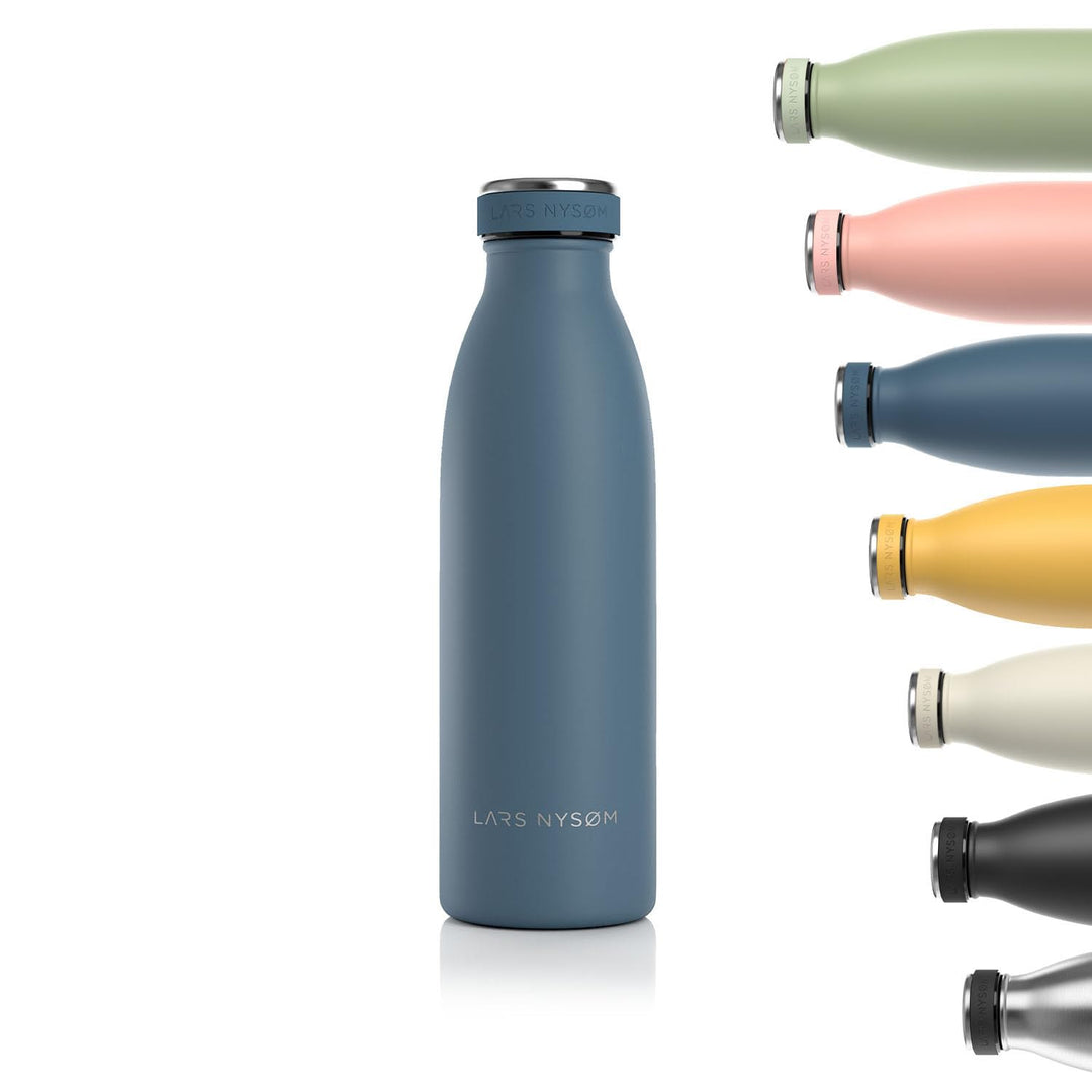 Stainless Steel Insulated Water Bottle 12oz 17oz 25oz 34oz 51oz | Insulated Thermo Flask for Hot and Cold Beverages | Leakproof Drinking Bottle (Stone Blue, 500ml)