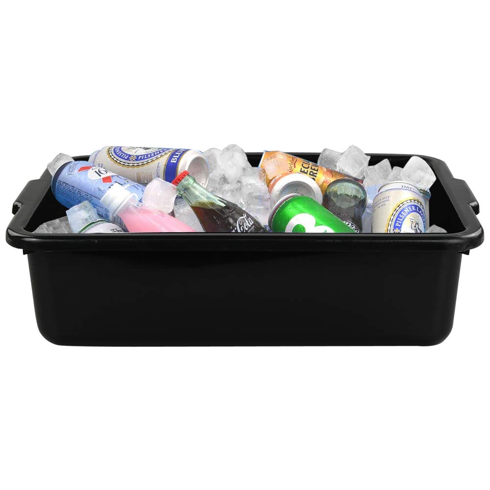 Commercial Plastic Bus Box/Tote Box, Black Bus Tub/Wash Basin Tub, Set of 3