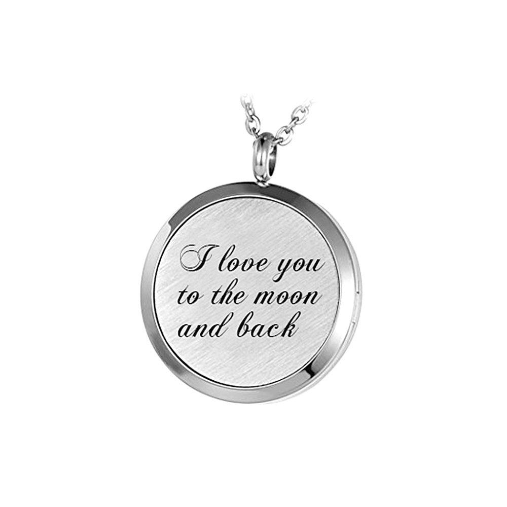 Mother And Child Essential Oil Diffuser Necklace I Love You To The Moon And Back Engraved Locket Aromatherapy Jewelry, 12 Refill Pads